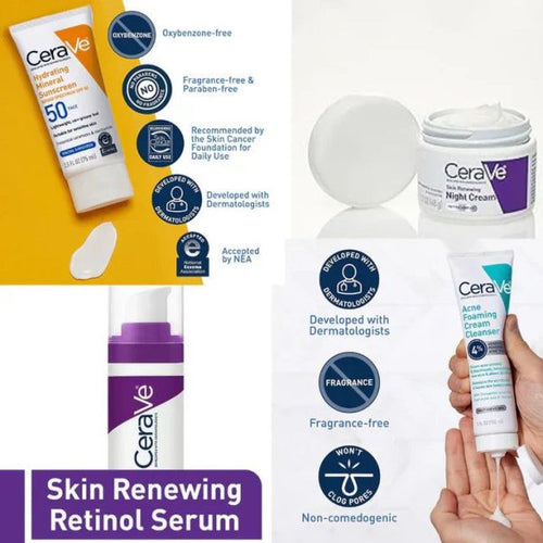 Complete Skin Care Kit - Night Cream, Retinol Serum, Cleanser & Sunscreen