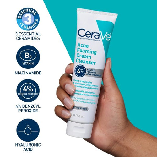 CeraVe Acne Foaming Cleanser - 4% Benzoyl Peroxide - 120ml